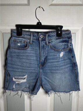 Women's hollister Distressed Mid-Blue Denim Jean Shorts
